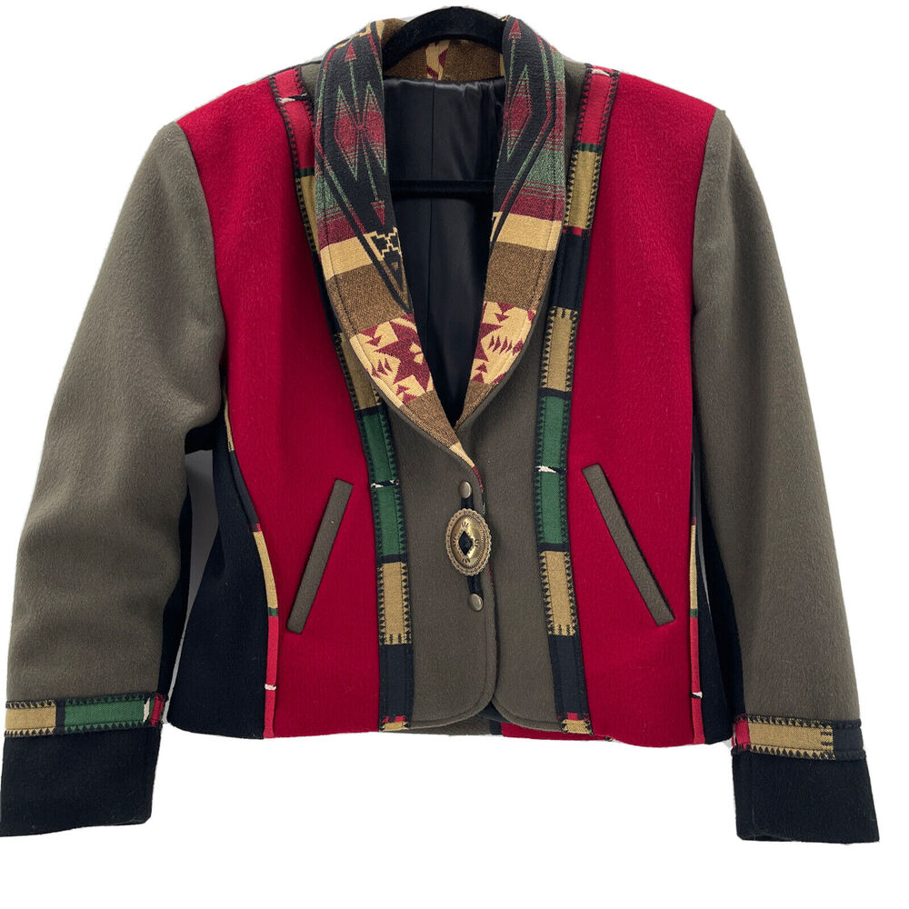 Coloratura Wool Jacket Womens Small Made In USA‎ Southwest Western